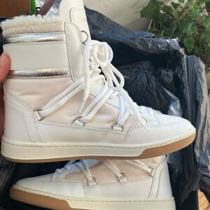 NEW Saint Laurent fur lined leather high top sneakers